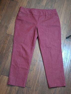Ruby Rd Cranberry/Burgundy Red Pullon Jeans size 18W